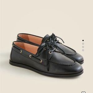 J. Crew Black Leather Women's Boat Shoes